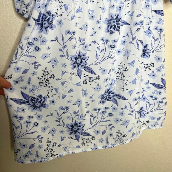 Old Navy Blue White Floral Peasant Top XL Kids - Picture 5 of 9